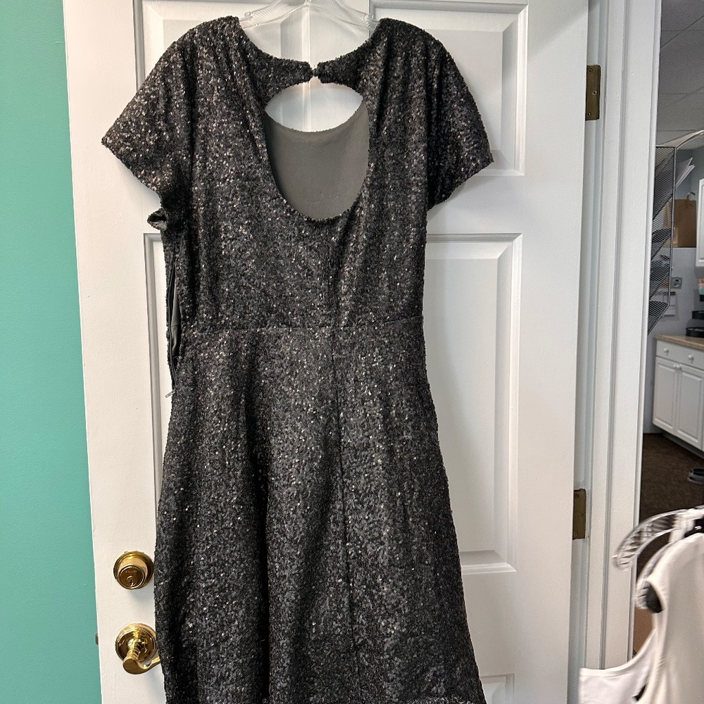 Torrid Dark Silver Sequin Fit-and-Flare Dress - Picture 3 of 3